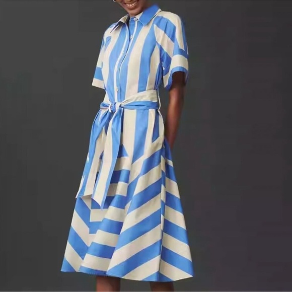 NWT Plenty by Tracy Reese Short-Sleeve Tie-Waist Midi Dress - Picture 1 of 10